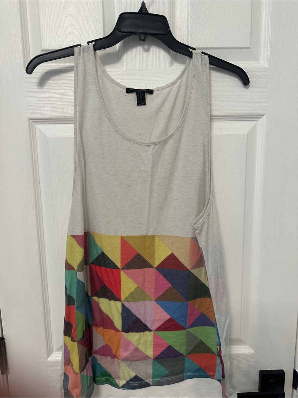 Forever 21 Neutral Tank Top with Multicolor Geometric Print